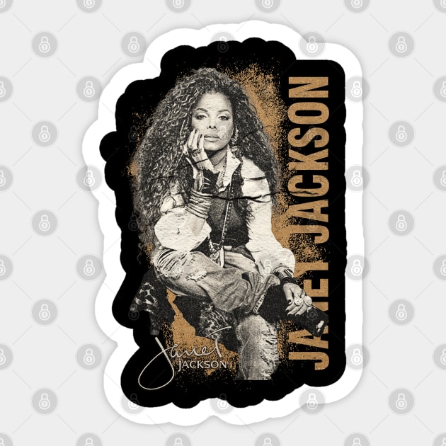 Janet Jackson // retro brown Sticker by McKenna Guitar Sales